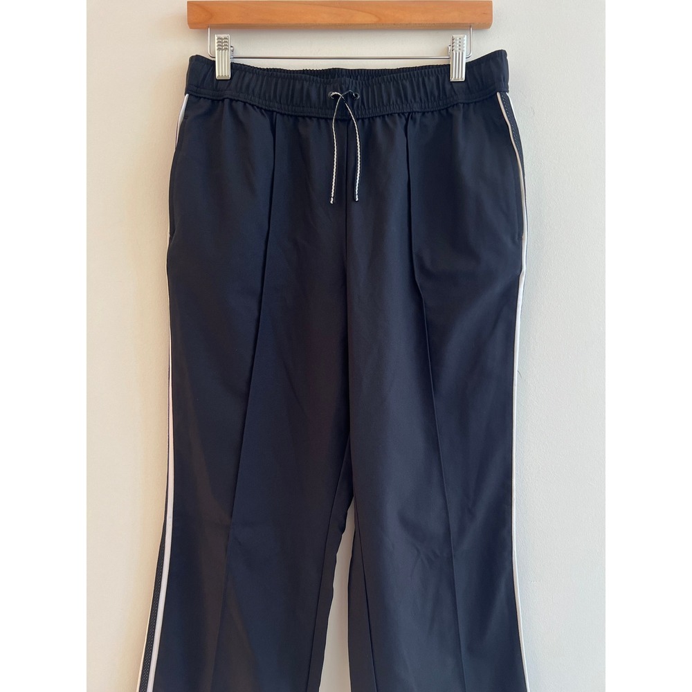Black Side Stripe Track Pants M Y2K Gorpcore Athleisure Drawstring Straight Leg - Picture 3 of 7